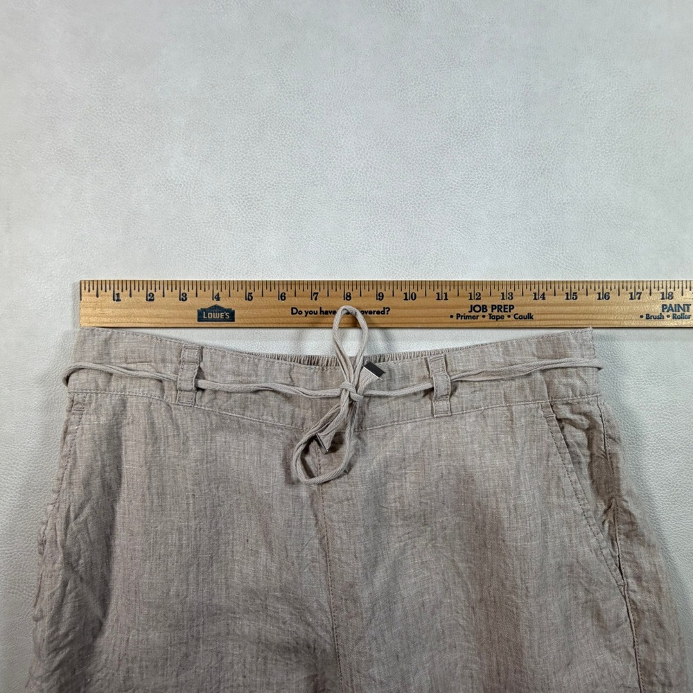 Halston Womens Large Oatmeal Beige 100% Linen Wide Leg Crop Size L - Picture 3 of 15